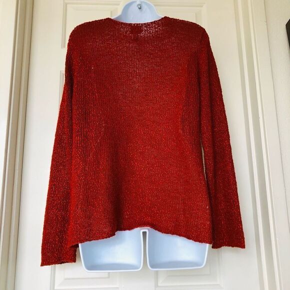 Eileen Fisher Terracotta Knit V-neck Sweater - Picture 13 of 13